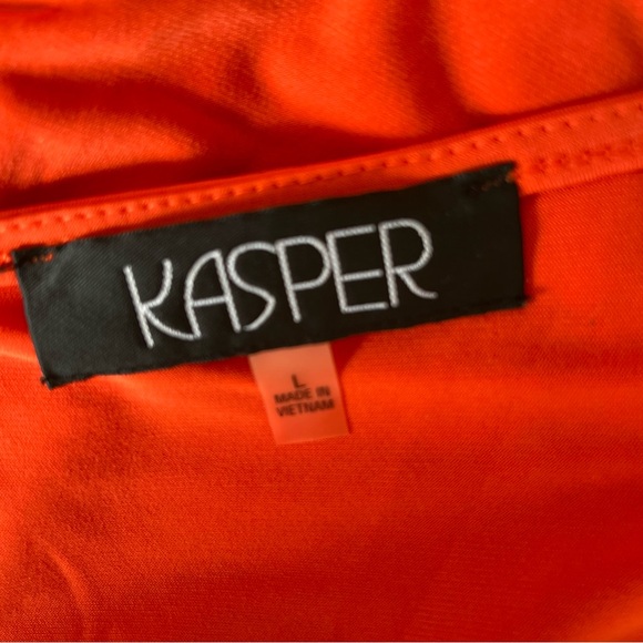 Kasper Orange Sleeveless Stretch Pullover Cut-Out Neckline Section Top L - Picture 6 of 7